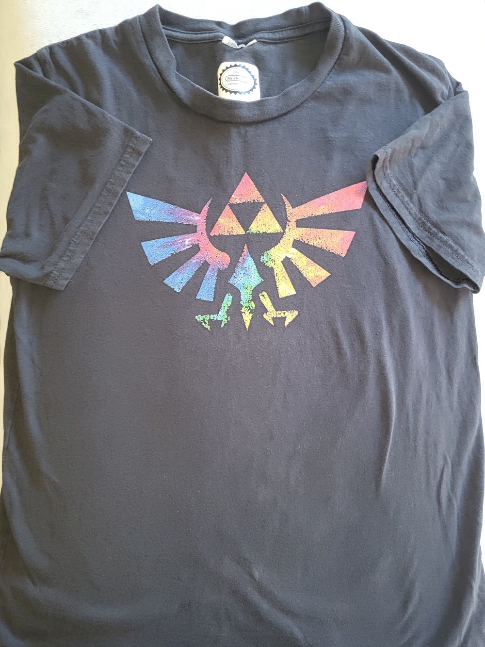 Kids Black T-Shirt with Rainbow Zelda Graphic